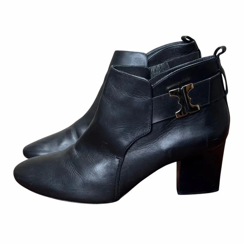 Tory Burch Gemini Link Black Boots Size 10 Pre-Owned
